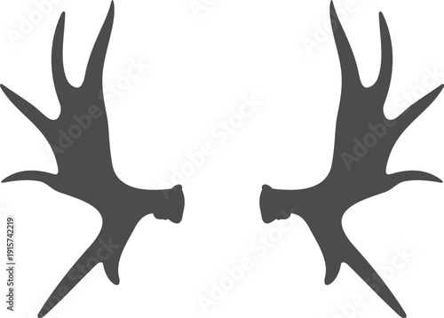 Elk horns black icon. Strong animal antlers