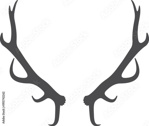Stag horns black silhouette. Sharp antlers icon