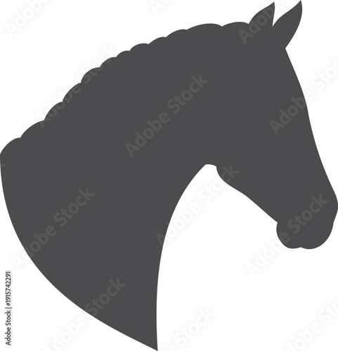 Stallion head black icon. Strong wild animal
