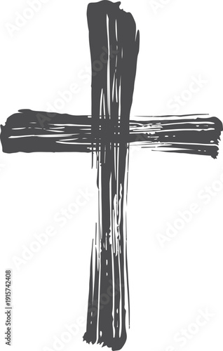 Holy cross ink brush texture. Gothic print