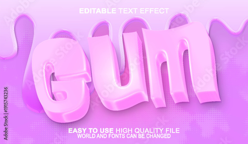  Gum Chewing Bubble Sweet Candy Vector Fully Editable Smart Object Text Effect