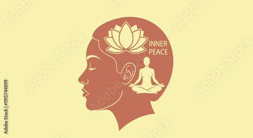 Serene mind with inner peace concept and lotus flower symbol