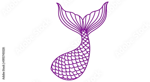 A purple mermaid tail illustration viewed from behind against a plain background