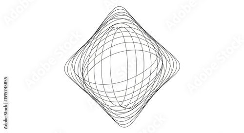 Geometric shape with layered wireframe structure viewed from directly above in a digital illustration
