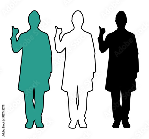 Doctor silhouette giving a thumbs up gesture, representing health and approval.