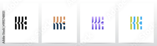 Abstract Open Book Pages Stripes Letter Initial Logo Design E