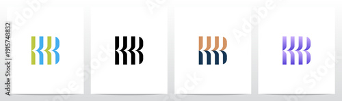 Abstract Open Book Pages Stripes Letter Initial Logo Design B