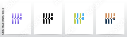 Abstract Open Book Pages Stripes Letter Initial Logo Design F