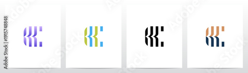 Abstract Open Book Pages Stripes Letter Initial Logo Design C