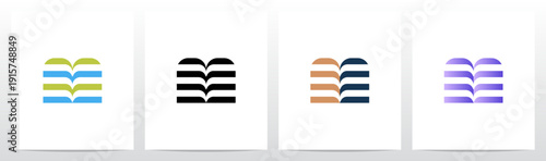 Abstract Open Book Pages Stripes Letter Initial Logo Design M