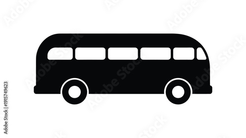 Black silhouette of a bus on white background