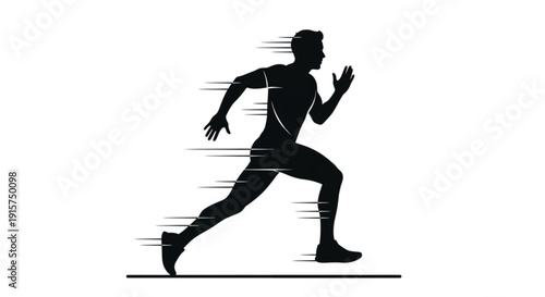 Man running in motion silhouette isolated on transparent background.