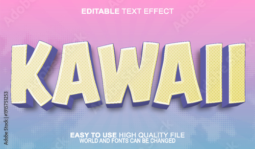  Kawaii Cute Adorable Manga Sweet Vector Fully Editable Smart Object Text Effect
