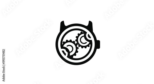 Minimalist Watch Silhouette with Visible Internal Gears Icon