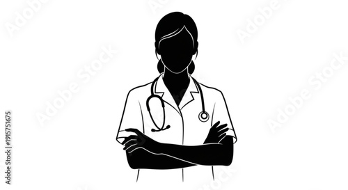 Female Doctor Wearing Medical Uniform isolated on transparent background.