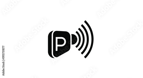 Podcast logo design with sound waves and letter P, modern audio branding symbol for broadcasting and online media