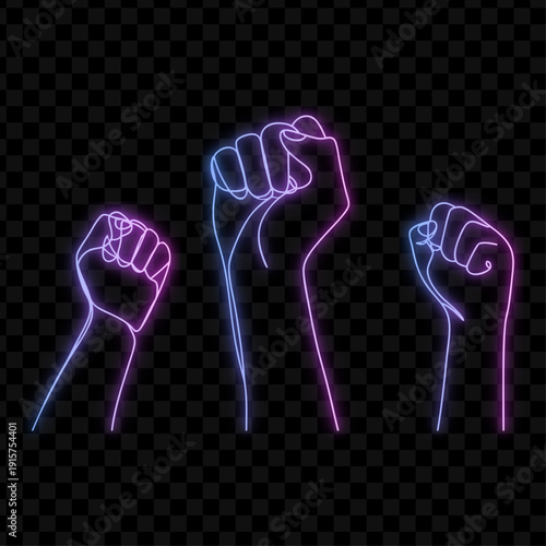 Neon Hands Raised Up High