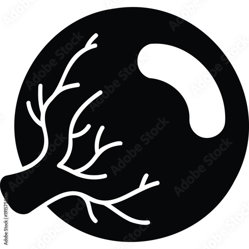 Abstract branching veins or roots inside a circle