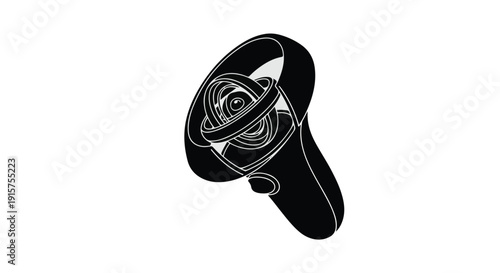 Virtual reality VR headset device illustration, modern technology concept, futuristic gaming accessory, black and white line art