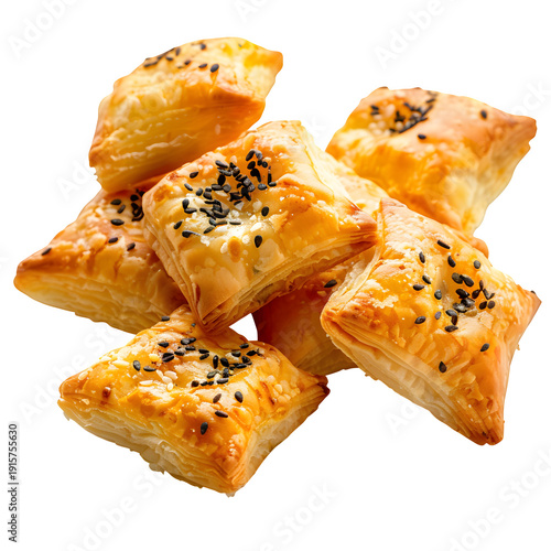 mini puff pastry bites savory style isolated on pure white background 