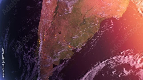 South America From Space at Sunrise. Planet Earth From Space. Globe