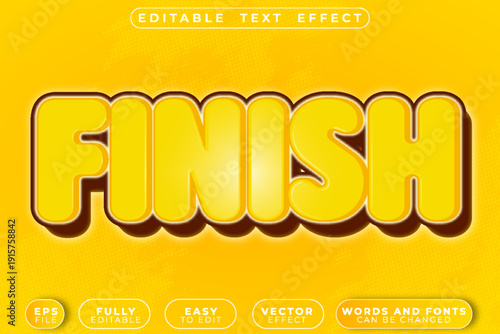 Finish Complete End Goal Victory Vector Fully Editable Smart Object Text Effect