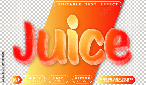  Juice Fresh Fruit Drink Vector Fully Editable Smart Object Text Effect