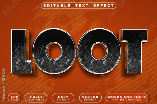 Loot Treasure Reward Chest Gold Vector Fully Editable Smart Object Text Effect