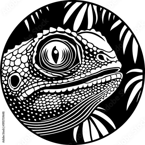 Lizard close-up shows detailed features and patterns in a tropical setting Generative AI