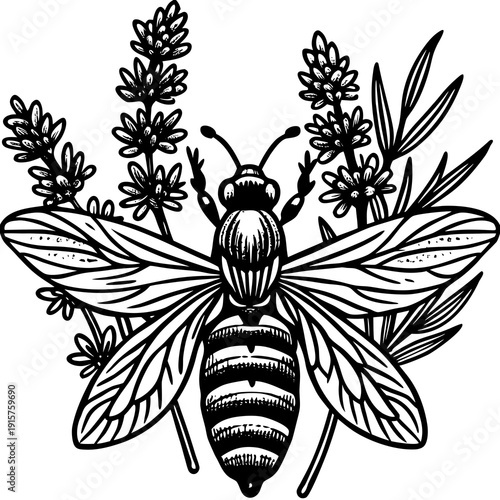 Bee sitting on lavender flowers in a garden during daytime capturing the essence of nature's pollinators and their role Generative AI