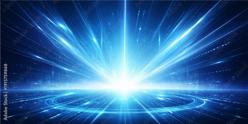 Fototapeta premium Blue abstract starry background with glowing futuristic lights