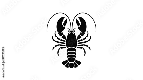 Lobster icon in modern minimalist black silhouette design