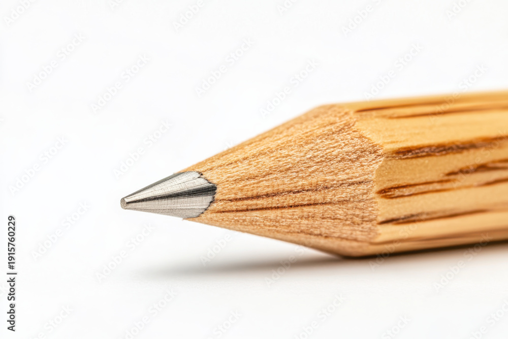Fototapeta premium Sharpened wooden pencil tip on white background