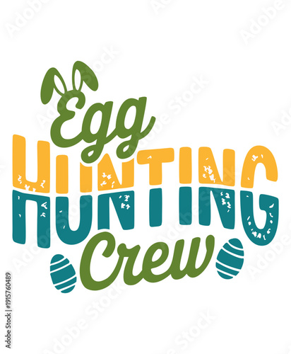 A stylized text logo design for an Easter-themed group. The text reads "Egg HUNTING Crew" in a decorative font style
