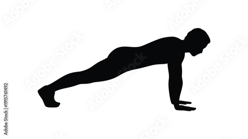 Man in dynamic push-up position on white background
