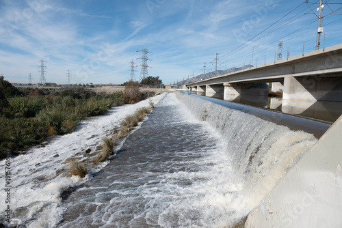 Фотография The San Gabriel River flowing under the 210 freeway near Azusa in Los Angeles County California