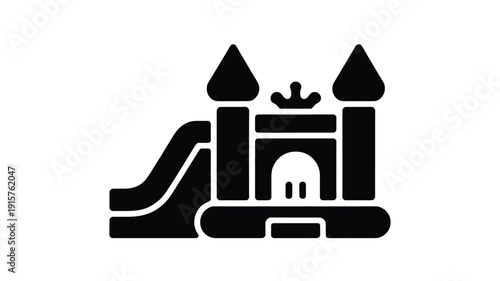 Modern black bouncy castle icon for kids' parties and events