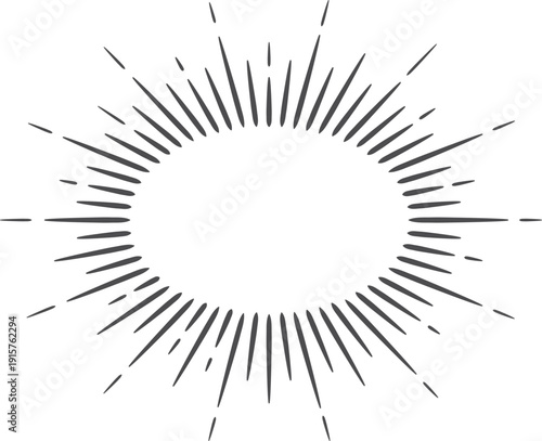 Ray oval frame. Vintage burst radiant shape