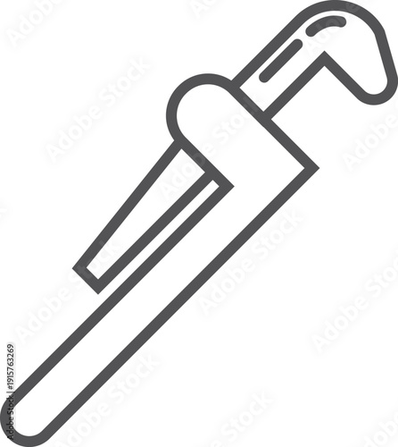 Pipe wrench. Plumbing repair tool line icon