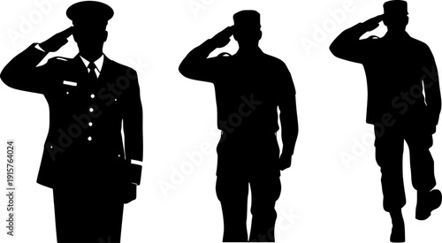 silhouette of a salute soldier in black and white