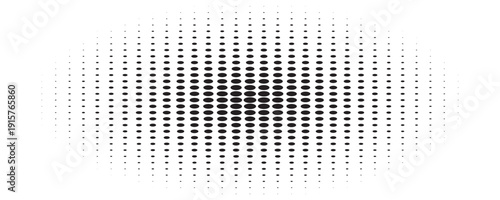 Hexagon halftone gradient texture. Abstract black grunge background. Geometric retro halftone tech overlay. Fading wavy hexagonal pattern backdrop. Vector vanishing honeycomb grunge bitmap wallpaper