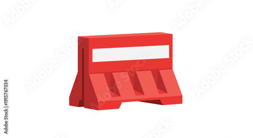 A red plastic road barrier, typically used for crowd control or construction sites, stands isolated against a stark white background.