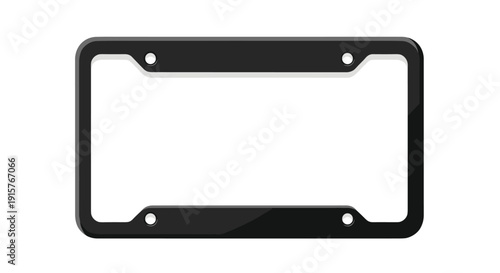 A glossy black license plate frame with four visible mounting holes is isolated on a white background.