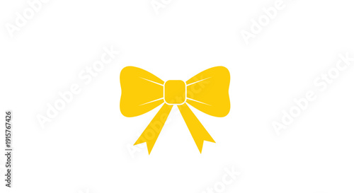 Simple yellow ribbon bow silhouette, a classic decorative element often used for gifts and celebrations on a white background.