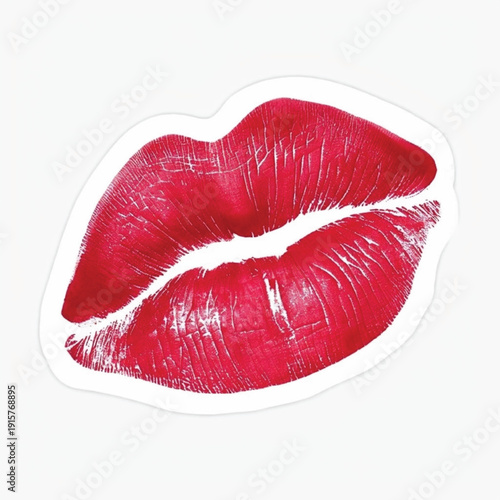 Red Lipstick Kiss Print Icon Sexy Lips Makeup Beauty Illustration Sticker Design