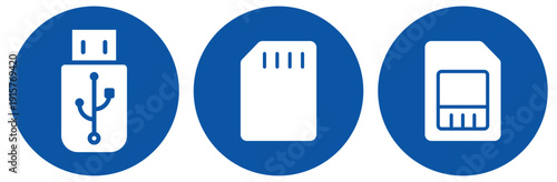 Diverse Data Storage Devices on Blue Background for Digital Technology Concepts