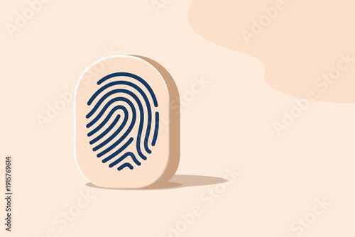 F ingerpr intsymbolb adge object st and ing up right with roundedb adge form andcenteredf ingerridgep attern positi oned in the