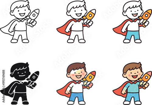 Creative play icon showing a child holding a toy or dressed in costume, representing pretend play, imaginative activities, and