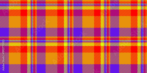 1970s textile vector plaid, cotton pattern tartan fabric. Teen seamless background texture check in bright and red colors.