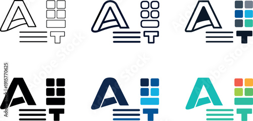 Icon Grid Design. Visual identity style icon showing a combination of logo, color palette, and typography elements, symbolizing